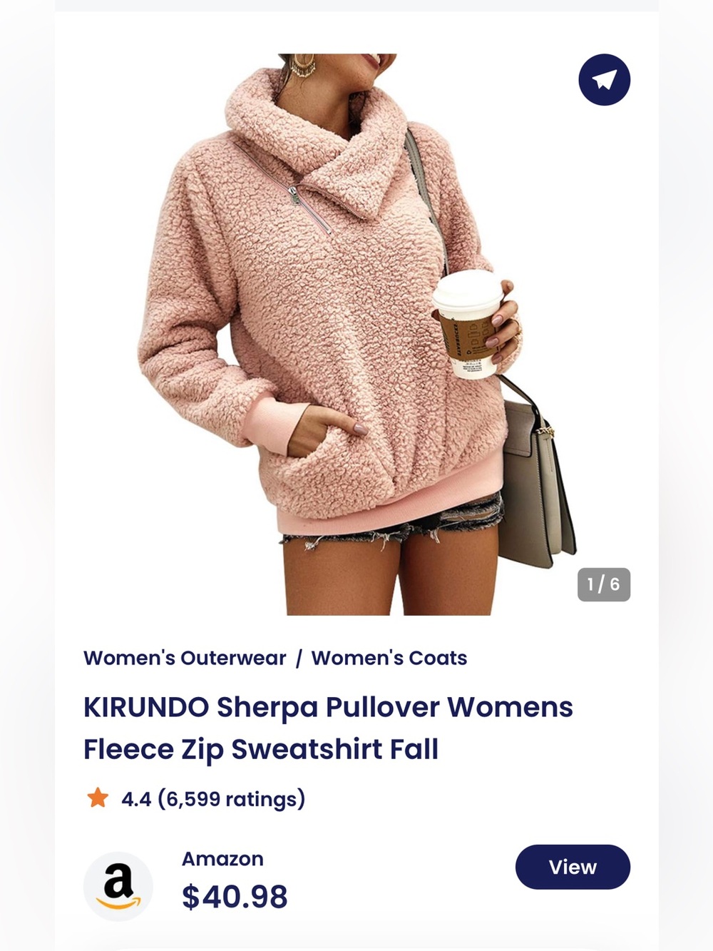 KIRUNDO Women's Sherpa Funnel Neck Pullover - Blush Pink